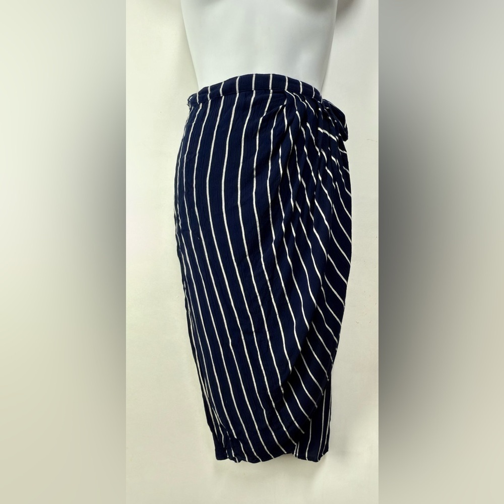 Navy and White Striped Skirt